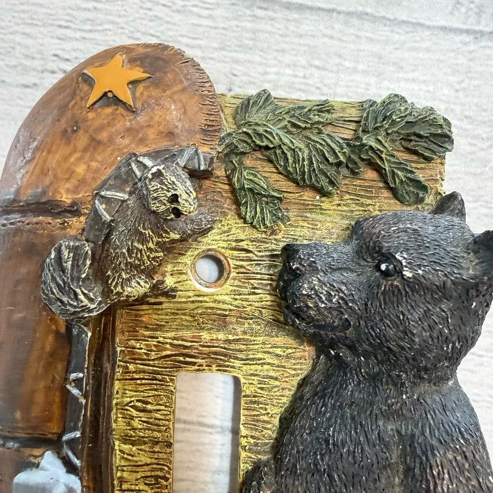 RESIN light SWITCH PLATE Bear Canoe Squirrel Paddles